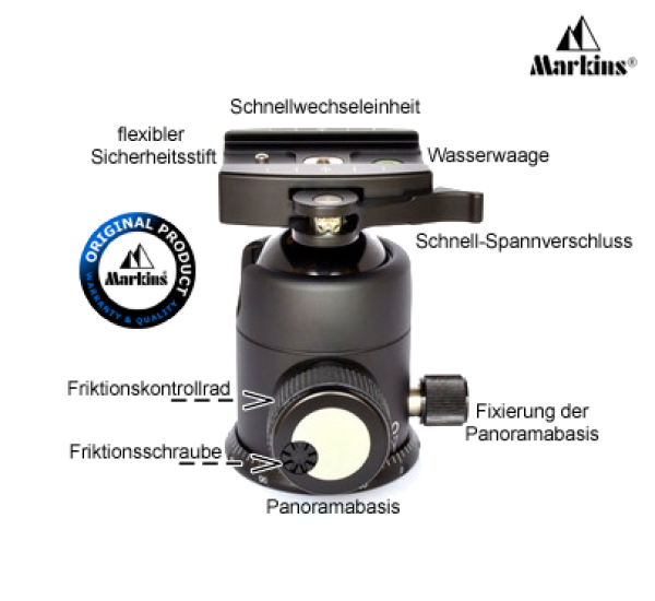 Markins Ball Head Q-Ball Q10i with lever release red